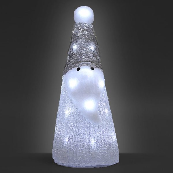 LED Akryl Figur Julenisse Hvid