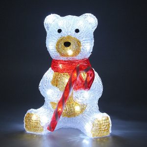 LED akryl figur julebamse siddende