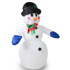 Oppustelig snemand XXL 240 cm LED belyst fastgørelsesmateriale IP44 Udvendig vejrbestandig juledekoration Julefigur jul