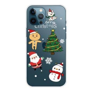 iPhone 14 Pro Fleksibel Plastik Jule Bagside Cover - Søde Julefigurer