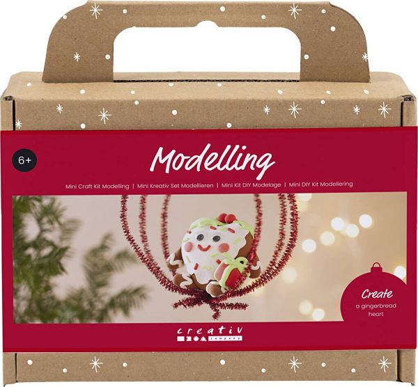 Mini Diy Kit Modellering - Hjerteformet Julefigur - Assorterede Farver - 1pk.