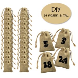 24 DIY julekalender poser med tal Julefigurer