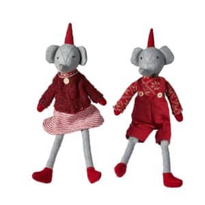 Elefant med rødt juletøj-Med bukser