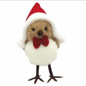 Julefugl med nissehue 14 cm høj-Med butterfly