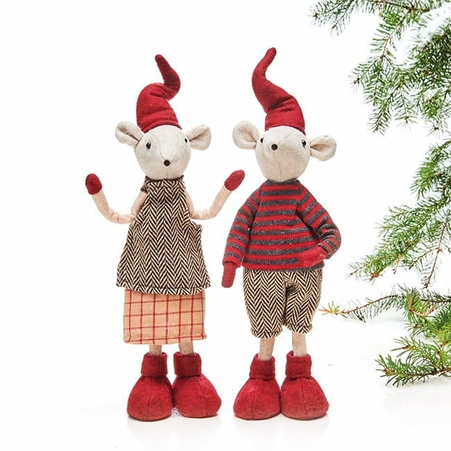 Julemus i stof 34 cm høj-Musepige