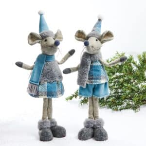 Julemus med blåt tøj og lange ben - Dreng