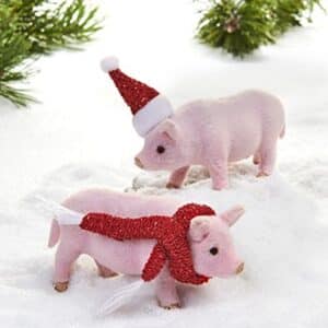 Lyserød Julegris - Halstørklæde