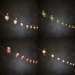 Lyskæde med julede figurer - Gave