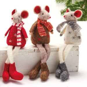 Mus med hængeben 17 cm høje -Brun bluse